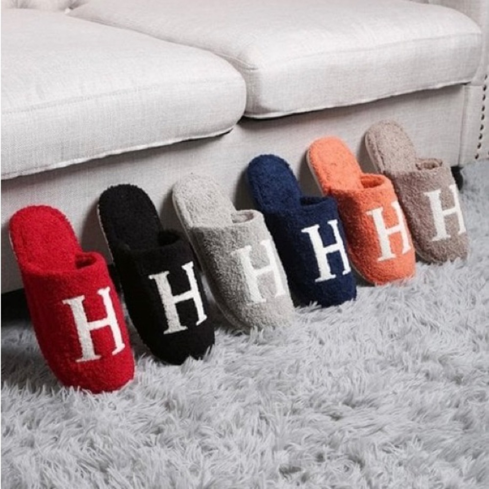Tan slippers/blanket combo